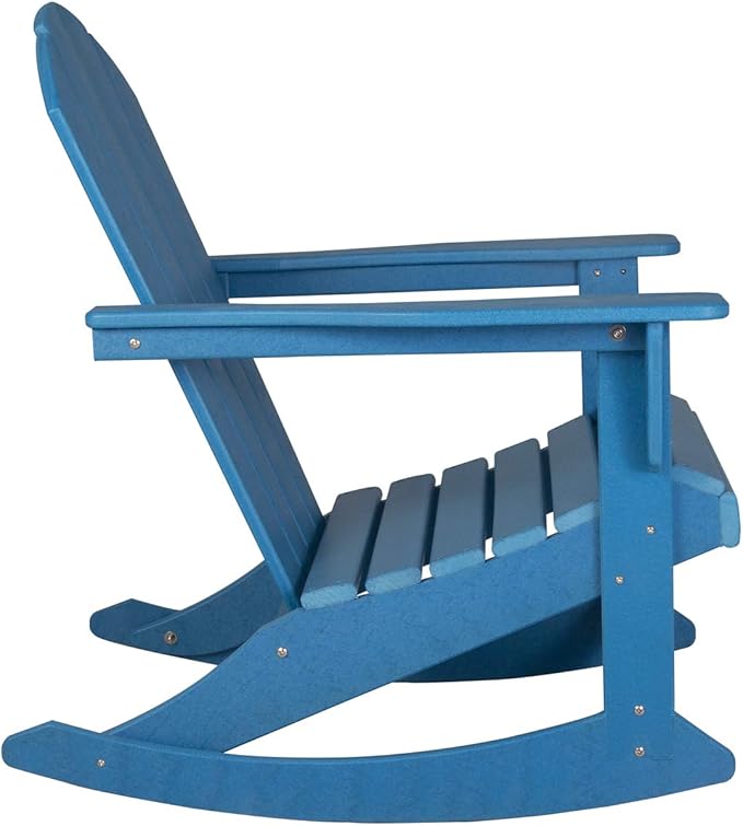 WO WESTIN OUTDOOR HDPE Laguna Outdoor Rocking Poly Adirondack Chair, Pacific Blue
