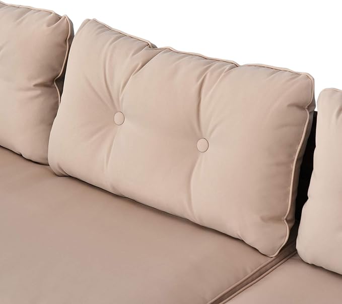 73" Modular Sleeper Sofa with Practical Tempered Glass Table, Freely Combined Chaise Lounge with Woven Rattan - Photo 6