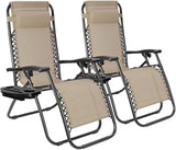 2-Pack Adjustable Zero Gravity Lounge Chair with Steel Mesh Fabric: Reclining Lawn Chair Featuring Comfort Pillow - Photo 1
