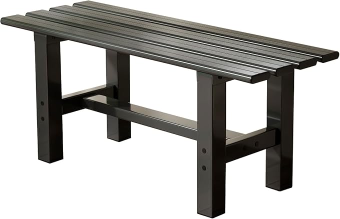 TECSPACE 35 Inches Aluminum Outdoor Weatherproof Bench Backless, 330 LBS Bearing Capacity Garden Porch Bench, Black