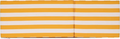 SAFAVIEH Outdoor Patio Furniture Collection - Sophie Natural Brown Solid Wood Chaise Lounge Chair, Adjustable Reclining, Yellow Stripe Cushion (PAT7101Y)