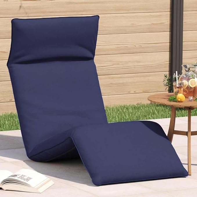 Folding Sun Lounger Navy Blue, 175x54x8.5 cm Oxford Fabric Adjustable Reclining Beach Chair with 5 Positions, Portable Outdoor Chaise Lounge for Garden Patio Poolside Lawn Camping