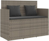 Patio Bench with Cushions Gray Poly Rattan Deck Bench Garden Bench Outdoor Bench Porch Bench for patios, Gardens, Decks - Photo 1