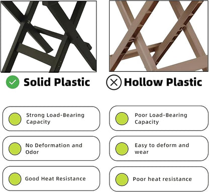HDPE Outdoor Side Table Small End Square Table Folding Coffee Furniture for Patio, Garden, Balcon, Pool, Outside Portable Grey