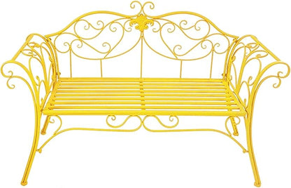 Outdoor Bench Garden Benches for Outdoors Patio Bench Metal Front Porch Bench with Sturdy Cast Iron Metal Frame, Metal Garden Bench Chair 2 Seater for Garden, Yard, Patio, Porch and Sunroom (Color :