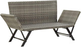 Garden Bench Deck Bench Patio Bench with Cushions 69.3" Gray Poly Rattan - Photo 6