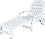 Tangkula Outdoor Chaise Lounge Chair, 5-Position Adjustable Recliner with Storage Box and Flexible Wheels - Photo 1