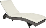 Outsunny Wicker Chaise Lounge Chair Outdoor PE Rattan Cushioned Patio Sun Lounger with 5-Level Adjustable Backrest & - Photo 1
