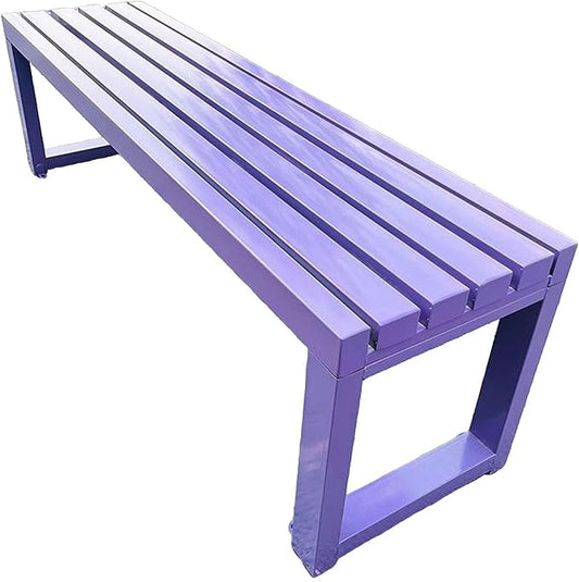 Outdoor Garden Bench,Metal Patio Bench,Weatherproof Backless Benches 2-Person Balcony Seat for Front Porch,Park,Backyard,Entryway 880 Lbs Weight(Purple,71 Inch)