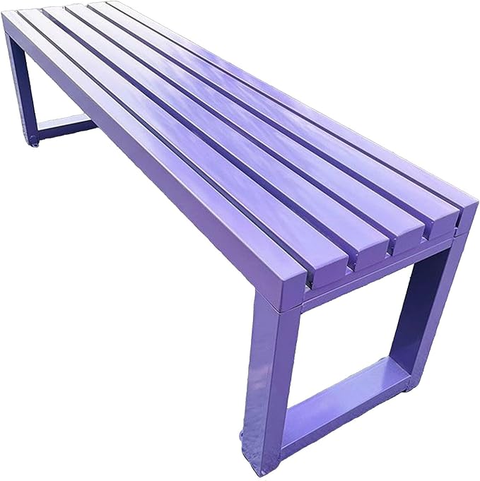 Outdoor Garden Bench,Metal Patio Bench,Weatherproof Backless Benches 2-Person Balcony Seat for Front Porch,Park,Backyard,Entryway 880 Lbs Weight(Purple,47.2 Inch)