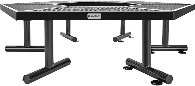 Global Industrial Hexagon Outdoor Tree Bench, Expanded Metal, 73" L x 63" W x 18" H, Black