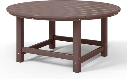 WestinTrends Malibu Low Outdoor HDPE Round Patio Coffee Table, Dark Brown