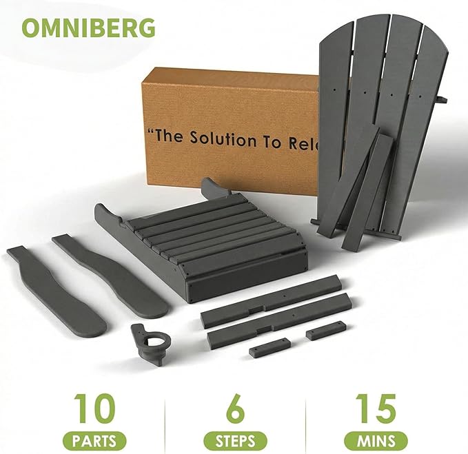 Folding Adirondack Chairs, Plastic Outdoor Patio Chairs with Cup Holder, Wood-Textured with Large Seat for Poolside Backyard Lawn, Gray