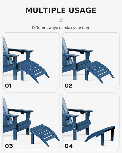 Ciokea Plastic Folding Footstool for Deck Backyard Patio Outdoor Poolside Porch Lawn Indoor, Navy Blue