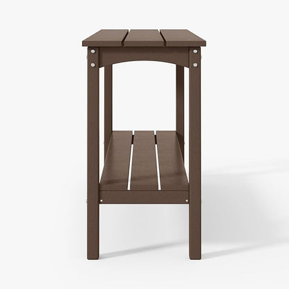 WestinTrends Malibu 55" Outdoor Patio HDPE Adirondack 2-Tier Shelf Console Table, Dark Brown