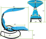 Outdoor Hammock Rocking Chaise Lounge Swing Chair, with Stand and Canopy, Porch Swing w/Soft Cushion Removable Headrest - Photo 2