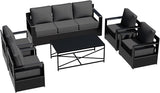 Outdoor Aluminum Furniture Set, 6-Piece Patio Conversation Set, 4 Chairs 1 Sofa and 1 Table, All-Weather Metal Frame - Photo 7
