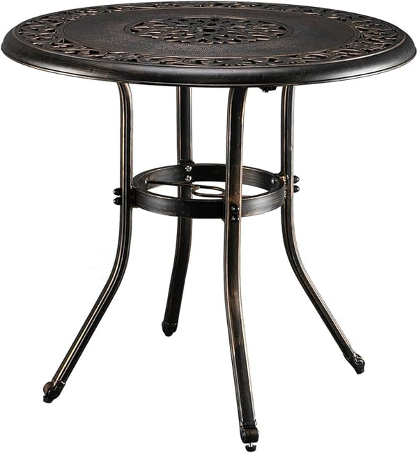 VINGLI 32" Outdoor Dining Table, Round Patio DiningTable with Umbrella Hole - Photo 1