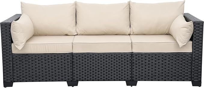 Rattaner Patio Furniture 3-seat Sofa Wicker Outdoor Furniture Outdoor Couch Deep Seat Hight Backrest Waterproof Cover - Photo 6