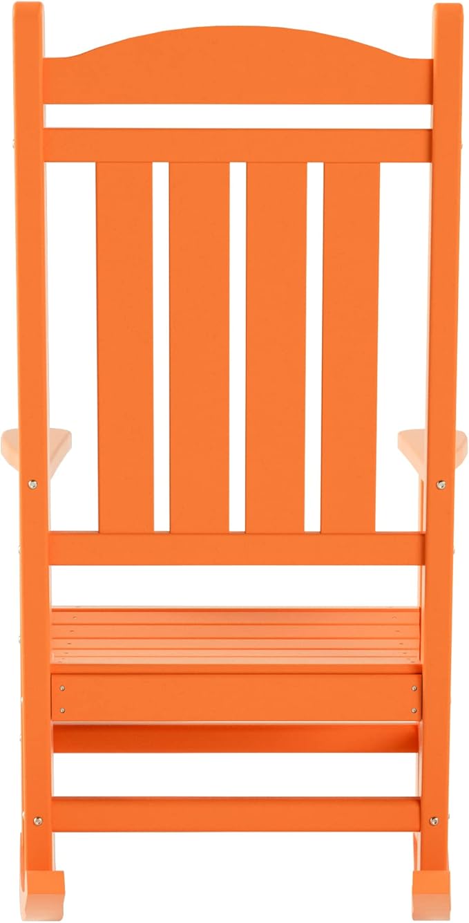 WO Home Furniture Patio Rocking Chair Farmhouse Outdoor HDPE UV Weather Resistant (Orange)