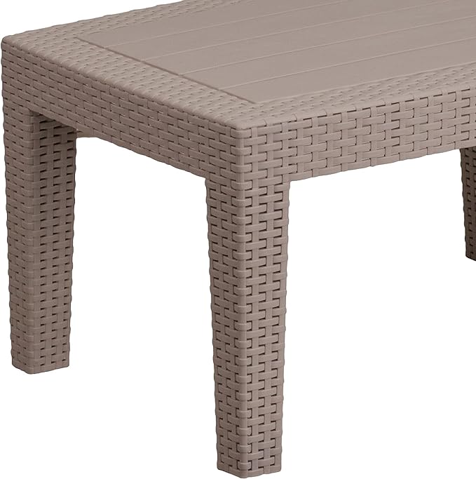 Flash Furniture Seneca Light Gray Faux Rattan Coffee Table