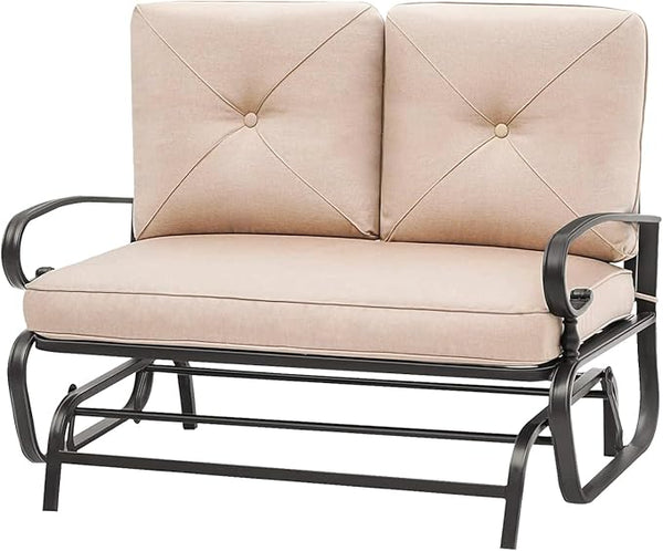 Outdoor Glider Rocking Bench 2 Person Patio Loveseat Steel Frame Furniture Set for Patio, Garden, Yard - Photo 1