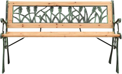 Patio Bench,Pool Lounge Chair,Front Porch Decoration,Vintage Style,Entryway Bench,Patio Loveseat,Farmhouse Bench,for Gardens, Yards, Decks, porches and sunrooms, 48" Cast Iron and Solid Firwood