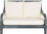 SAFAVIEH Outdoor Collection Pomona Ash Grey Solid Wood/Beige Lounger Bench Sofa Loveseat (PAT6740B) - Photo 1