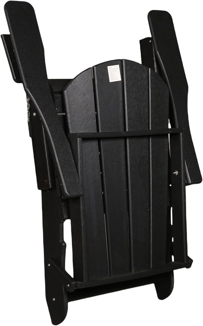 Folding Adirondack Chair,All-Weather Fire Pit Chairs,Oversized All Weather Resistant Outdoor Adirondack Chair for Firepit Area BBQ Beach Deck Garden Lawn Backyard Pool (Antique Black)