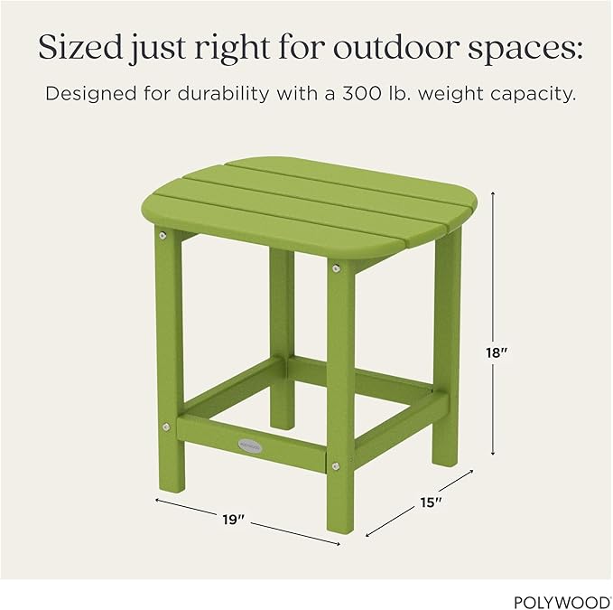 POLYWOOD SBT18LI South Beach 18" Outdoor Side Table, Lime
