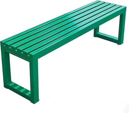 Outdoor Patio Bench Weatherproof Metal Backless Bench 3.3ft 3.9ft 4.9ft 5.9ft 2-Person Seat Porch Seating Metal Bench No Back Garden Bench Front Porch Benches Chair for Yard(Green,4.9ft/150cm)