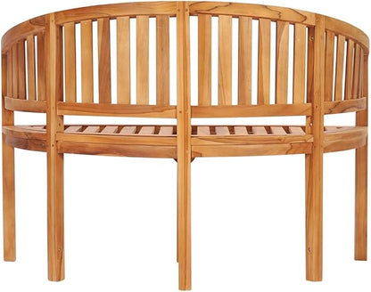 Teak Wood Garden Bench 47.2 Inch Crescent Outdoor Bench Solid Teak Wood Brown Oiled Finish Elegant Design for Patio Garden and Balcony