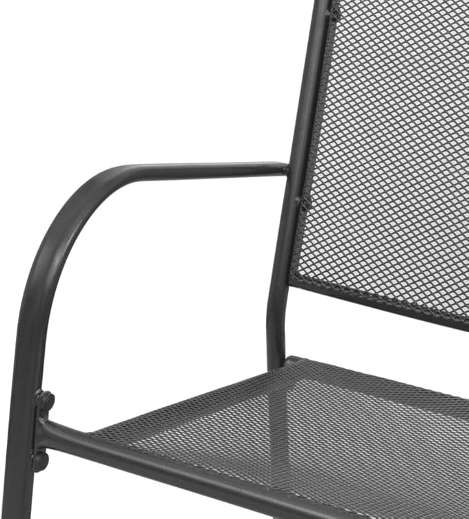 Garden Bench Anthracite E-Coated Powder-Coated Steel Medium Outdoor Seat with Modern Mesh Design for Patio Balcony Weather Resistant Durable