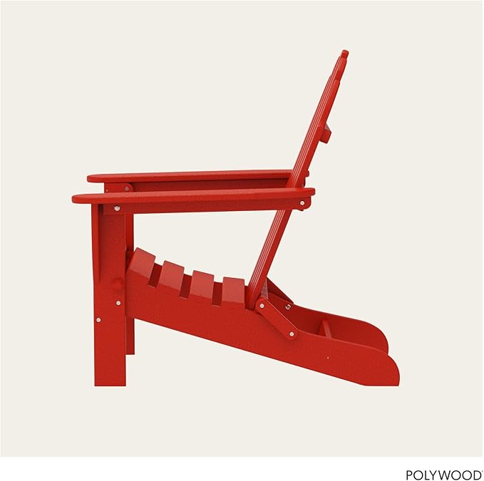 POLYWOOD AD5030SR Classic Folding Adirondack Chair, 38.5" H x31.25 W x 33.5" D, Sunset Red