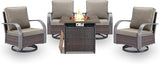 Belord 5 Pieces Patio Furniture Set with Fire Pit Table - 4 Outdoor Swivel Rocker Chairs with 50000 BTU Propane Fire - Photo 1