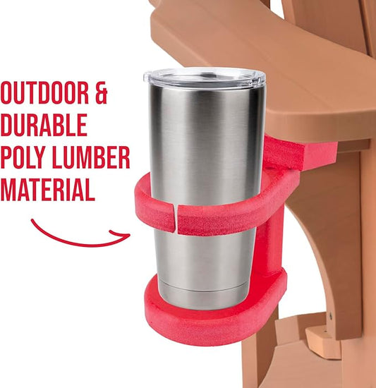 Durable Cup Holder for Outdoor Furniture – Adirondack Chair Attachment, Red, Perfect for Outdoor Enthusiasts, Affordable & Easy to Use