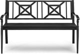 S AFSTAR Outdoor Garden Bench, Metal Porch Bench Seat with Slated Seat & Decorative Backrest - Photo 9