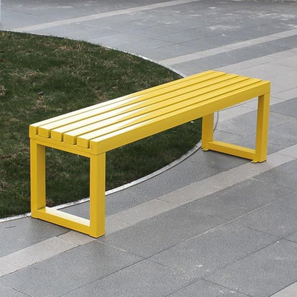 2 Person Outdoor Bench Weatherproof,Metal Garden Benches,Front Porch Bench seat,880 Lbs Weight,Heavy-Duty Furniture Seating for Park,Entryway,Patio Black,Yellow,Orange(Yellow,59 Inch)