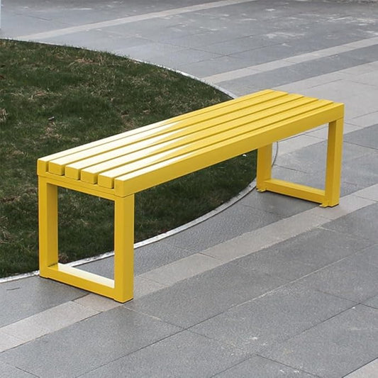 2 Person Outdoor Bench Weatherproof,Metal Garden Benches,Front Porch Bench seat,880 Lbs Weight,Heavy-Duty Furniture Seating for Park,Entryway,Patio Black,Yellow,Orange(Yellow,59 Inch)