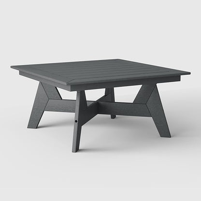 WestinTrends Avalon Modern Low Outdoor Patio Square HDPE Coffee Table, Gray