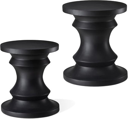Giltzhome Antique Decorative Garden Stool Set of 2, 18.25" H Heavy Duty Chess Pedestal Accent Table, Side Table, Plant Stand for Garden Patio Lawn Home Indoor Outdoor, Black
