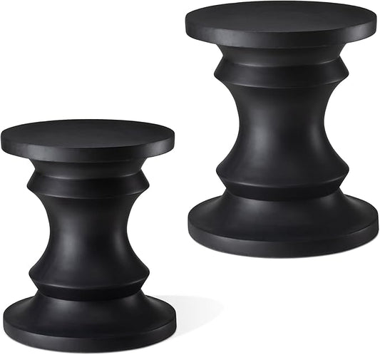 Giltzhome Antique Decorative Garden Stool Set of 2, 18.25" H Heavy Duty Chess Pedestal Accent Table, Side Table, Plant Stand for Garden Patio Lawn Home Indoor Outdoor, Black