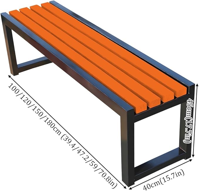 Garden Bench Wood Outdoor Benches All-Weather 2-Person Park Bench Patio Benches with Slatted Seat & Metal Legs, 3.3ft 3.9ft 4.9ft 5.9ft Backless Seat for Porch Lawn Yard(Blue Black,4.9ft)