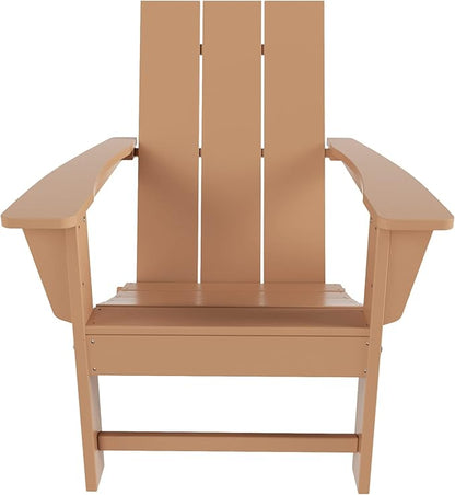 WO Home Furniture HDPE Adirondack Chair Folding Poly Lumber All Weather UV/Fade Resistant Heavy Duty for Patio, Backyard, Balcony, Garden, Lawn (Teak)…