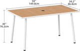 DWVO Outdoor Patio Dining Table Rectangular for 6, PE Rattan and Wood Finish Patio Table 59.1" L with Umbrella Hole - Photo 2