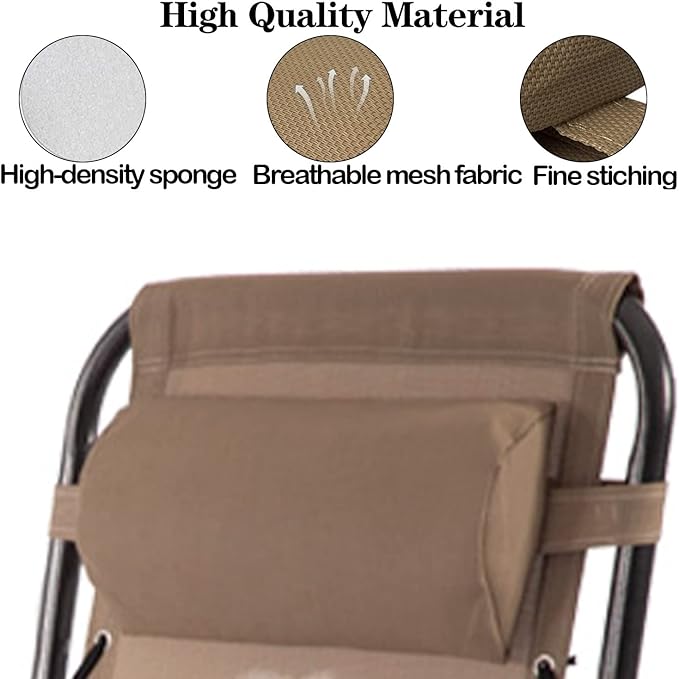 Zero Gravity Chair Set of 2 Replacement Pillow Headrest with Elastic Band - Photo 2