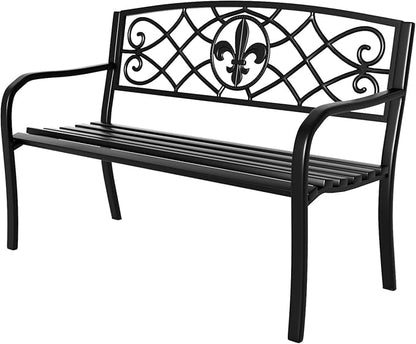 SHGJ&SOFT Outdoor Bench, Garden Bench, Outdoor Metal Frame Patio Park Bench,for Porch, Lawn,Garden,Yard (BK-01)
