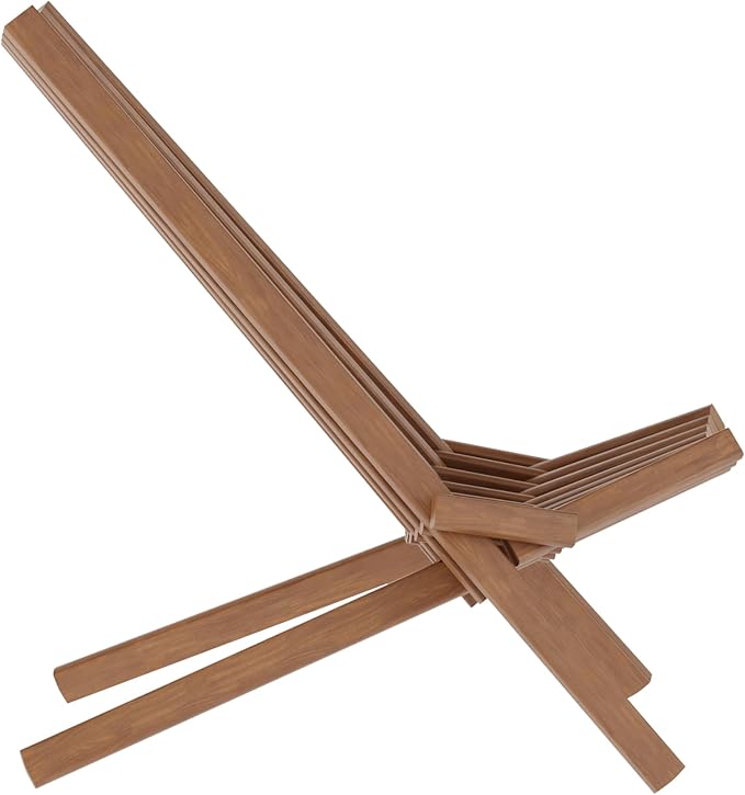 EMMA + OLIVER Durham Folding Chair for Indoor/Outdoor Use, Weather-Resistant Acacia Wood Construction, Low Profile Lounge Chair, Perfect for Sunroom/Patio, Brown