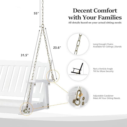 VINGLI Heavy Duty 880 LBS 4 FT Outdoor Porch Swing, Patio Hanging Swing Bench for Yard, White