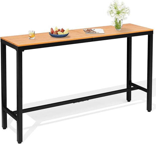 Crestlive Products Outdoor Bar Table, 63'' Rectangle Patio Counter Height Table High Pub (Brown)